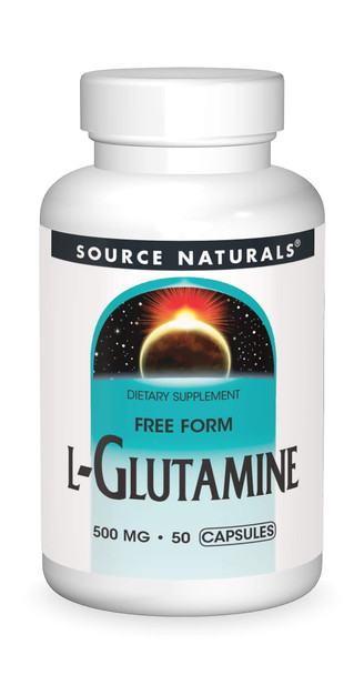 Source s L-Glutamine, Free Form Amino  That Supports Metabolic Energy*, 500mg - 50 Capsules
