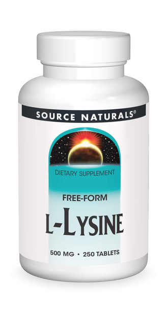 Source s L-Lysine 500 mg Free Form - Amino  Supplement Supports Energy Formation & Collagen - 250 Tablets