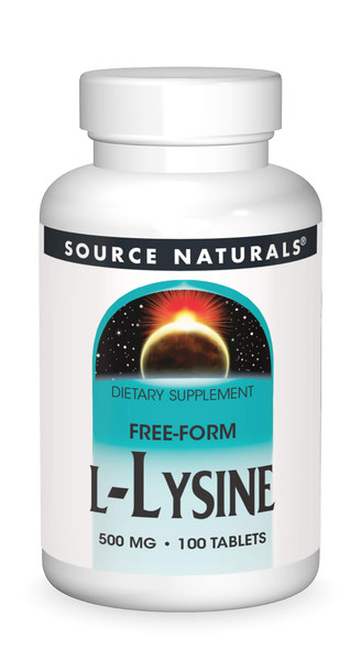 Source s L-Lysine 500 mg Free Form -Amino  Supplement Supports Energy Formation & Collagen - 100 Tablets