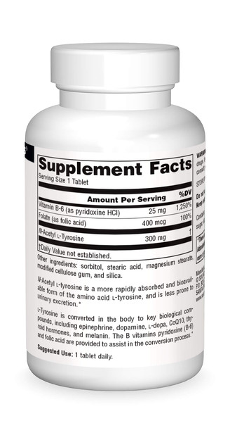 Source s N-Acetyl L-Tyrosine Dietary Supplement - 120 Tablets
