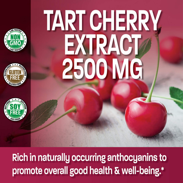 Bronson Tart Cherry Extract 2500 Mg Vegetarian Capsules With Antioxidants And Flavonoids Non-Gmo, 180 Count