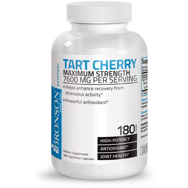Bronson Tart Cherry Maximum Strength 7600 Mg, 180 Vegetarian Capsules (90 Servings)
