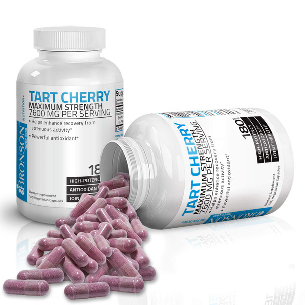 Bronson Tart Cherry Maximum Strength 7600 Mg, 180 Vegetarian Capsules (90 Servings)