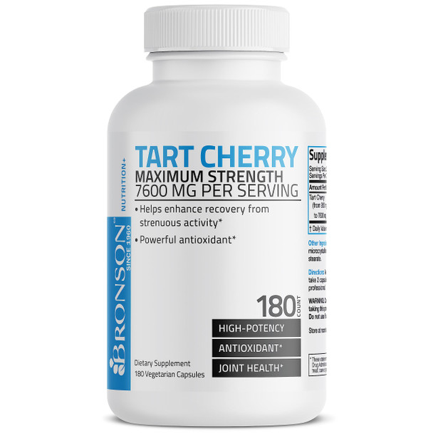 Bronson Tart Cherry Maximum Strength 7600 Mg, 180 Vegetarian Capsules (90 Servings)