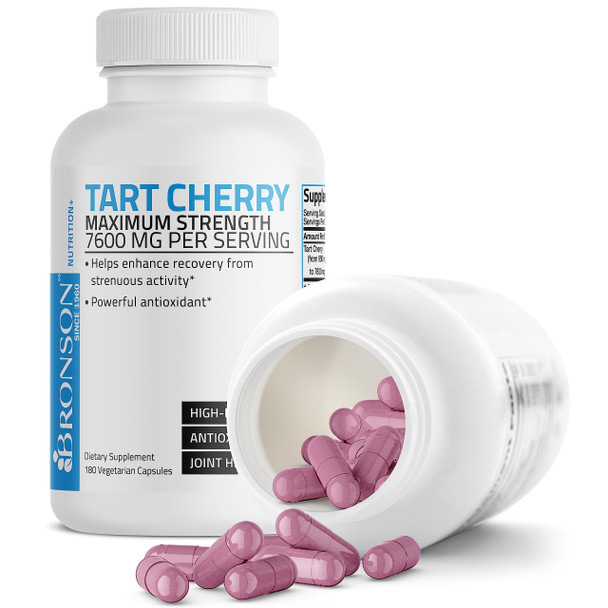 Bronson Tart Cherry Maximum Strength 7600 Mg, 180 Vegetarian Capsules (90 Servings)