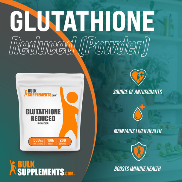 BulkSupplements Glutathione Reduced Powder (Reduced Glutathione) - for Antioxidant & Liver Support - , Soy Free - 500mg  (100 Grams - 3.5 oz)