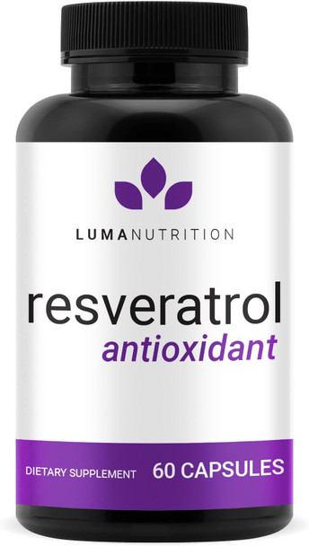 Luma Nutrition High Purity Resveratrol Capsules - 98% Trans-Resveratrol - Reservatrol Supplement - Antioxidant - 60 Capsules