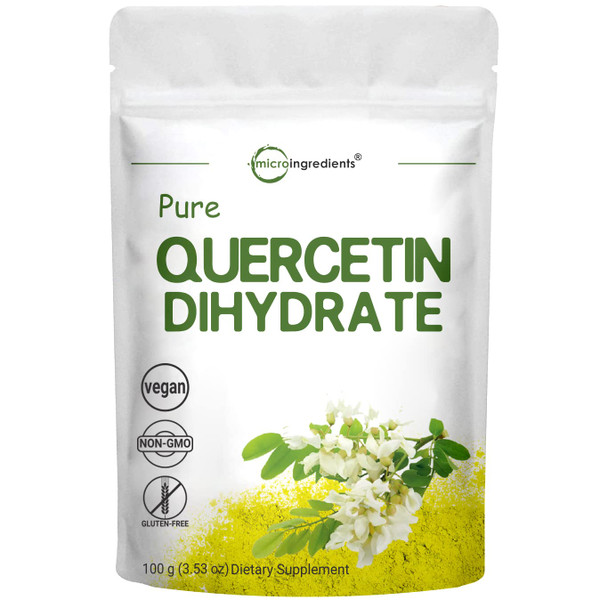 Pure Quercetin Dihydrate Powder, Quercetin 500mg , 100 Grams, Most Bioavailable Grade and Filler Free, Powerful Antioxidant Supports Energy, Immune System , No GMOs and Vegan