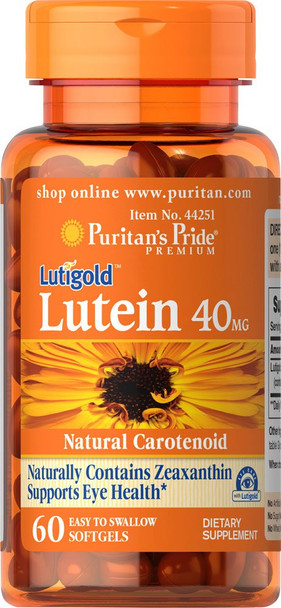 Lutein 40 Mg with Zeaxanthin, Helps Support Eye Health*,  Bean, 60 Ct, by Puritan's Pride