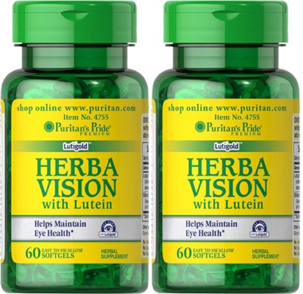 Puritan's Pride Herbavision with Lutein and Bilberry 60 Softgels 2 Bottles