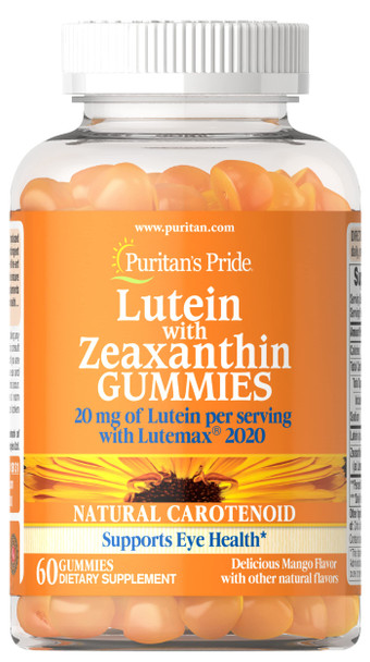 Puritan's Pride Lutein with Zeaxanthin Gummies, Supports Eye Health, 60 Count, White