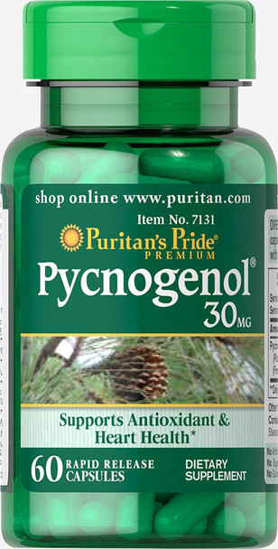 Puritans Pride Pycnogenol 30 mg, 60 Count, White