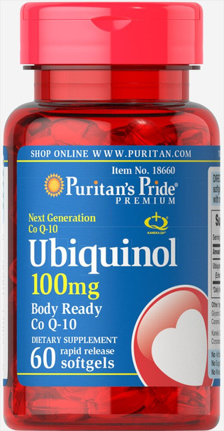 Puritans Pride Ubiquinol 100 mg, 60 Rapid Release Softgels (18660)