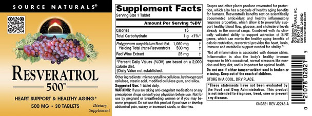 Source s Resveratrol 550, Heart Support & Healthy Aging*, 500 MG (30 Tablets)