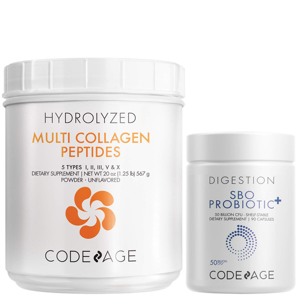 Codeage - Multi Collagen Protein + SBO Probiotics 50 Billion CFU Bundle