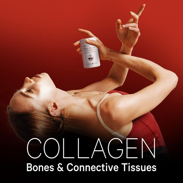 Codeage Organic Bone Broth Collagen Peptides Capsules Supplement, Grass Fed Beef Bone Broth, Free-Range Chicken Bone Broth, Turmeric & Ashwagan, Bones, Cartilage, Skin, Joint Support - 180 Capsules