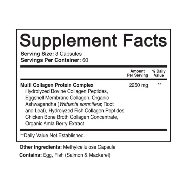 NutriFlair Multi Collagen Peptides Pills 2250MG, 180 Capsules - Type I, II, III, V, X - Premium Collagen Complex - Hydrolyzed Protein, Healthy Hair, Skin, and Nails