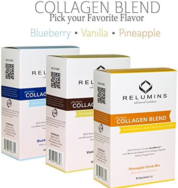 Relumins Premium Collagen Blend Powdered Drink Mix - Pineapple (10 Sachets)