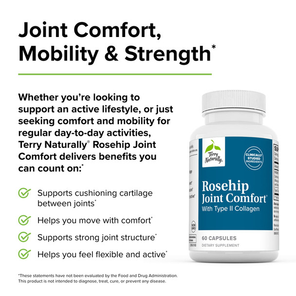 Terry ly Rosehip Joint Comfort with Type II Collagen - 60 Capsules - Non-GMO - 60 Servings
