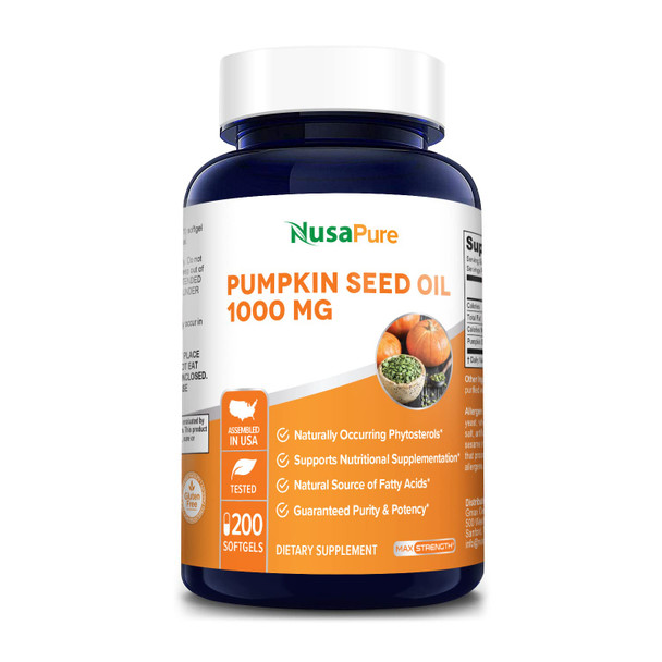 NusaPure Pumpkin Seed Oil 1000mg 200 Softgel Capsules (Non-GMO, ) ly Occurring Phytosterols*