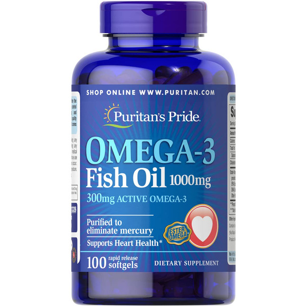 Puritans Pride Omega-3 Fish Oil 1000 Mg, 100 Count