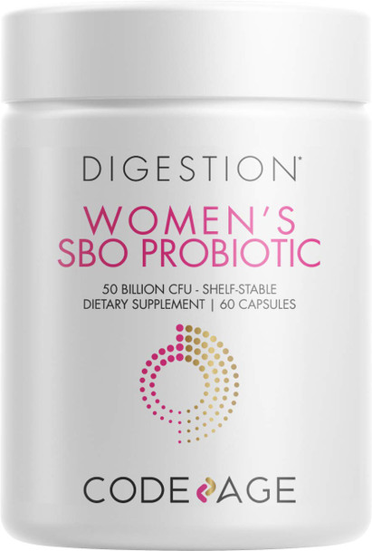 Codeage Womens Probiotics Supplement - 50 Billion CFUs - SBO Probiotics & Prebiotics - Cranberries - Feminine Health - Fermented Botanical Blend,  Food Supplement - Vegan, Non-GMO - 60 Capsules