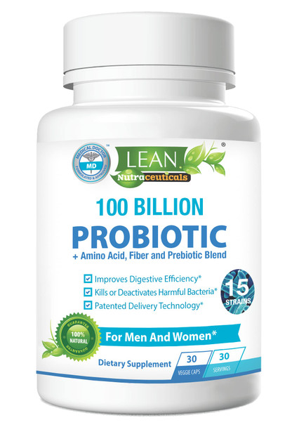 Prebiotics and Probiotics for Women and Men, 100 Billion Digestive Support Gut Health Nutritional Supplement That Works Fast, with Amino  and Fiber, Dr Formulated Bloating Relief Pills 30 Capsules