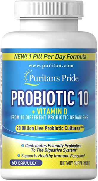 Puritan's Pride 2-pack Of rapid Release Probiotic: From 10 Probiotic Strains, 60 Count (120 Count Total)