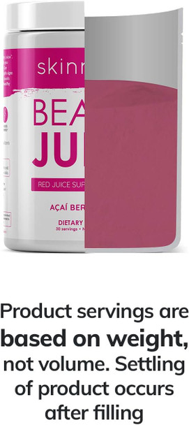 SkinnyFit Beauty Juice, Red Superfood Powder, Acai Berry Flavor - Anti-Aging, Aids in Digestion, Helps Boost Mood & Immunity, Prebiotics & Probiotics, 30 Servings