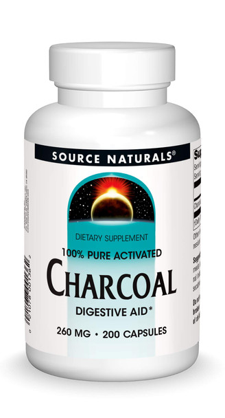 Source s Charcoal - 100% Pure Activated, Digestive Aid - 200 Capsules