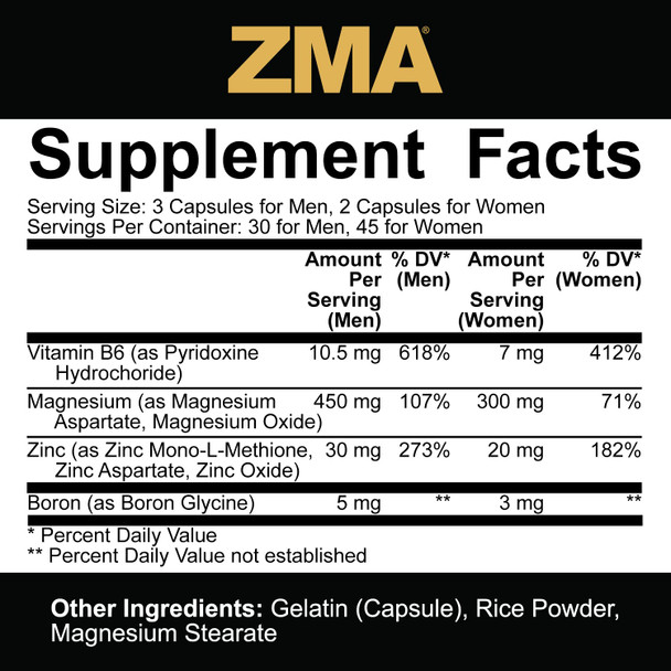 5% Nutrition Core ZMA (with Boron) | Promotes Recovery by Restoring Levels of Zinc, Magnesium & Vitamin B-6 (90 Capsules)