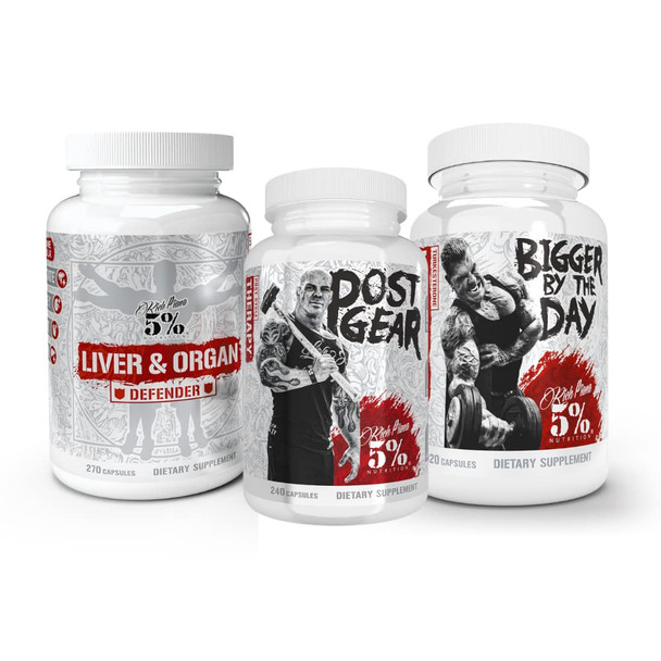 5% Nutrition Rich Piana Liver & Organ Defender + Post Gear PCT + Bigger by The Day (Bundle)