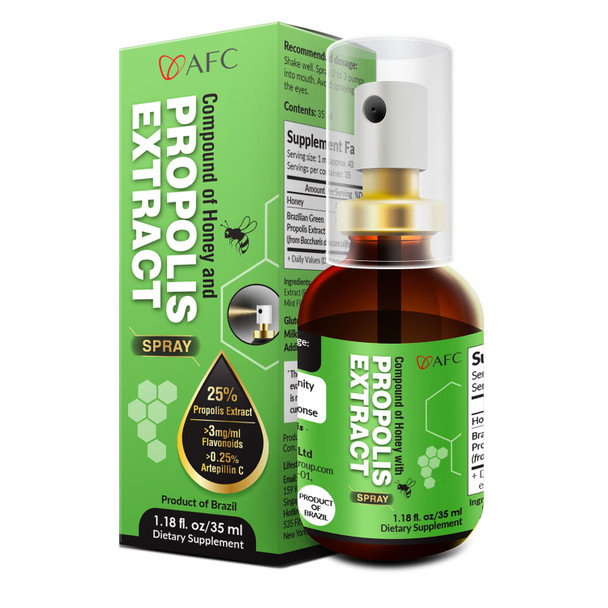 AFC Japan Brazilian Green Propolis Extract with Honey Spray 1.18 Fl Oz