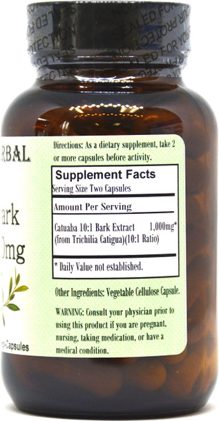 Barlowe's Herbal Elixirs Catuaba 10:1 Extract - 60 500mg VegiCaps - Stearate Free, Glass Bottle!
