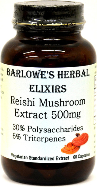 Reishi Extract 30% Polysaccharides 6% Triterpenes - 60 500mg VegiCaps - Stearate Free, Glass Bottle!