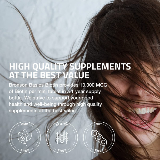 Bronson Biotin 10 000 Mcg Beauty Support 360 Vegetarian Tablets