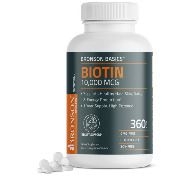 Bronson Biotin 10 000 Mcg Beauty Support 360 Vegetarian Tablets