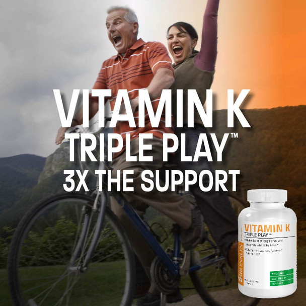 Bronson Vitamin K Triple Play (Vitamin K2 MK7 / Vitamin K2 MK4 / Vitamin K1) Full Spectrum Complex Vitamin K Supplement, 180 Capsules