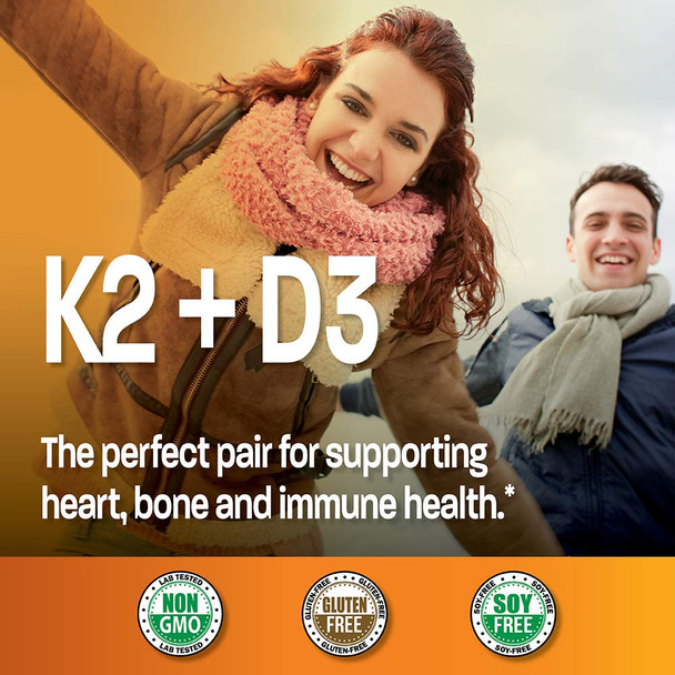 Bronson Vitamin K2 (MK7) with D3 Supplement Non-GMO Formula 5000 IU Vitamin D3 & 90 mcg Vitamin K2 MK-7 Easy to Swallow Vitamin D & K Complex, 250 Capsules