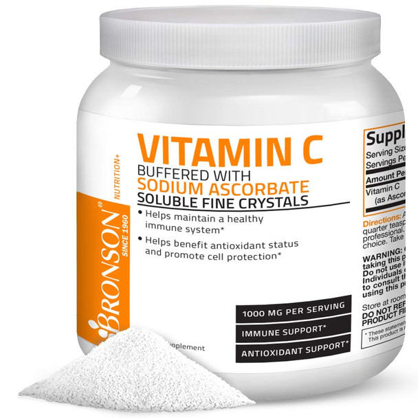 Buffered Vitamin C Powder Ascorbic  Buffered with  Ascorbate Soluble Fine Crystals  Promotes Healthy Immune System and Cell Protection  Powerful Antioxidant - 1 Kilogram (2.2 Lbs)