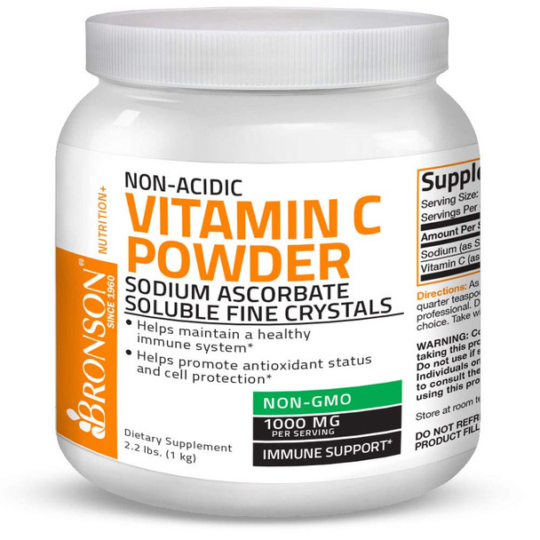 Non ic Vitamin C Powder  Ascorbate Non GMO Soluble Fine Crystals - Healthy Immune System, Antioxidant and Cell Protection, 1 Kilogram (2.2 lbs, 35.3 Ounces)