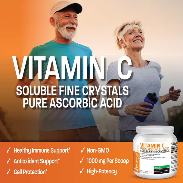 Vitamin C Powder Pure Ascorbic  Soluble Fine Non GMO Crystals  Promotes Healthy Immune System and Cell Protection  Powerful Antioxidant - 1 Kilogram (2.2 Lbs)