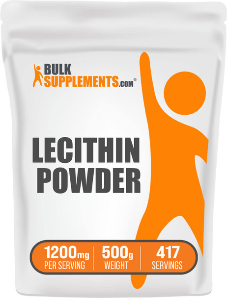 BulkSupplements Lecithin Powder - Lecithin Supplement from Soy - 1200mg of Soy Lecithin Powder , Soy Lecithin Granules - Lecithin 1200mg Supplements (500 Grams - 1.1 lbs)