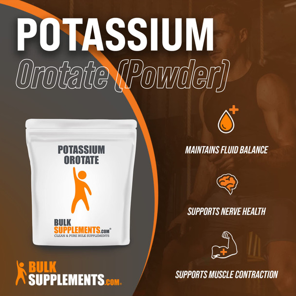 BulkSupplements Potassium Orotate Powder - Potassium Powder - Electrolytes Keto Friendly - Potassium Supplement - Potassium Salt - Electrolyte Supplement (250 Grams - 8.8 oz)