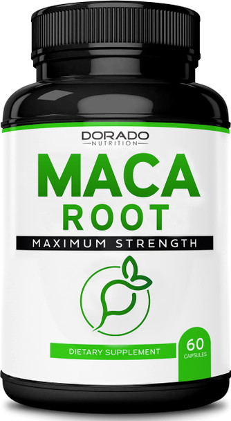 Maca Root Capsules 15,000mg for Men & Women - 10x Concentrated Extract Equivalent - [Maximum Strength] - Zero Fillers - Third Party Tested - Vegan - Gluten Free & Non-GMO - USA Made - 60 Capsules
