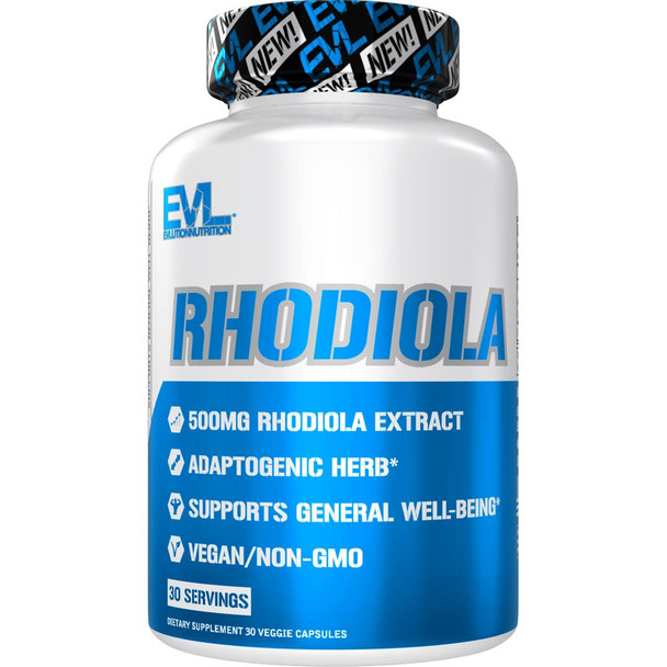 Herbal Adaptogen Rhodiola Rosea Capsules - 500mg Rhodiola Supplement for Focus Energy and Mood Support - EVL Calming  Supplement with Brain Focus Vitamins for  - 30 Vegan Capsules