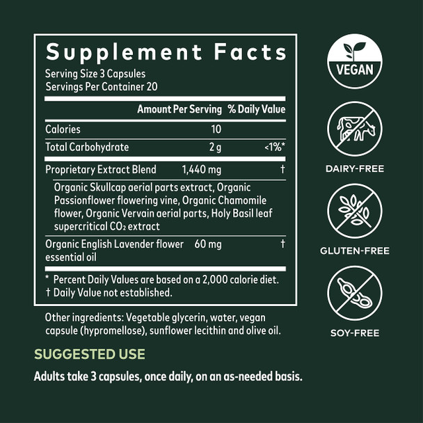 Gaia Herbs Calm A.S.A.P.  Support Supplement - with Skullcap, Passionflower, Chamomile, Vervain, Holy Basil & More to Support a  Calm - 60 Vegan Liquid Phyto-Capsules (20-Day Supply)