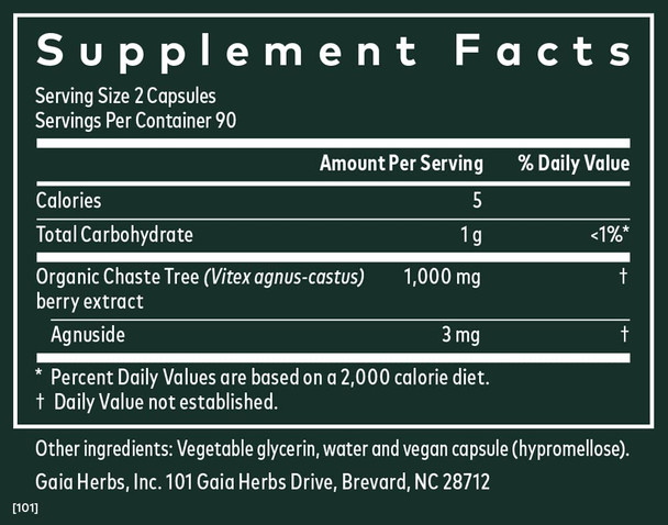 Gaia Herbs Vitex Berry (Chaste Tree) - Supports Hormone Balance & Fertility for Women - Helps Maintain Healthy Progesterone Levels to Support Menstrual Cycle Health - 180 Vegan Caps (90-Day Supply)