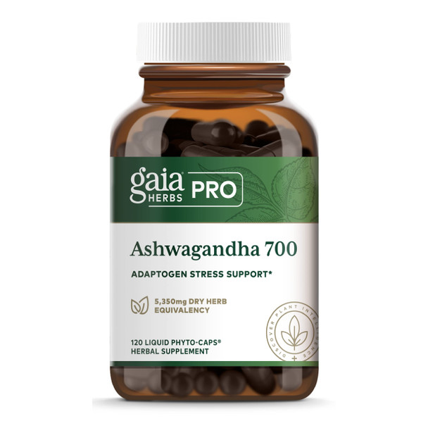 Gaia PRO Ashwagan 700 - Nervousness &  Relief Herbal Supplement - Sleep Support - with Organic Ashwagan Root & Root Extract - 120 Vegan Liquid Phyto-Capsules (60 Servings)