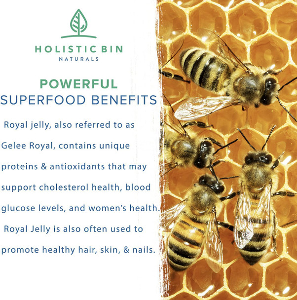 Holistic Bin Royal Jelly Powder 3X Concentration (25 Servings)| Rich in Proteins (Collagen), Amino s, Probiotics,  Superfood